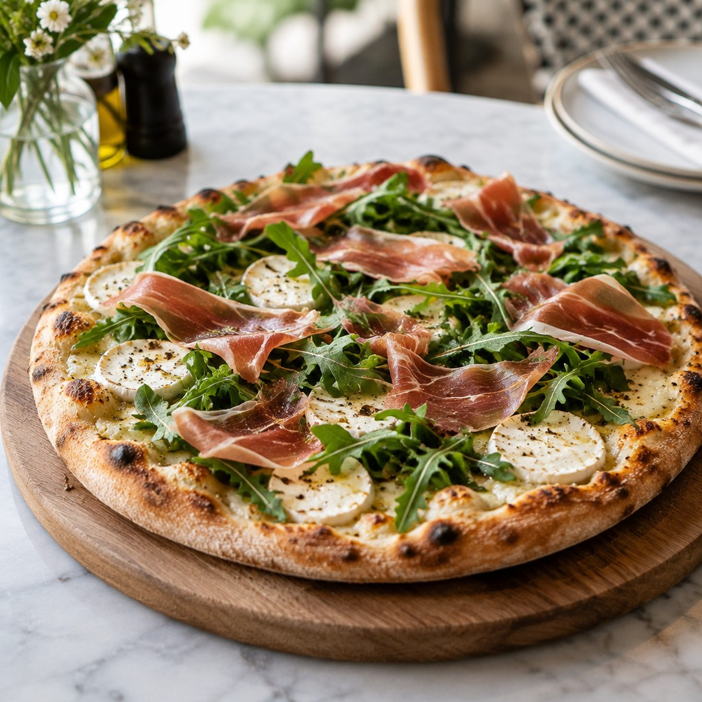 Pizza rúgula con jamón serrano