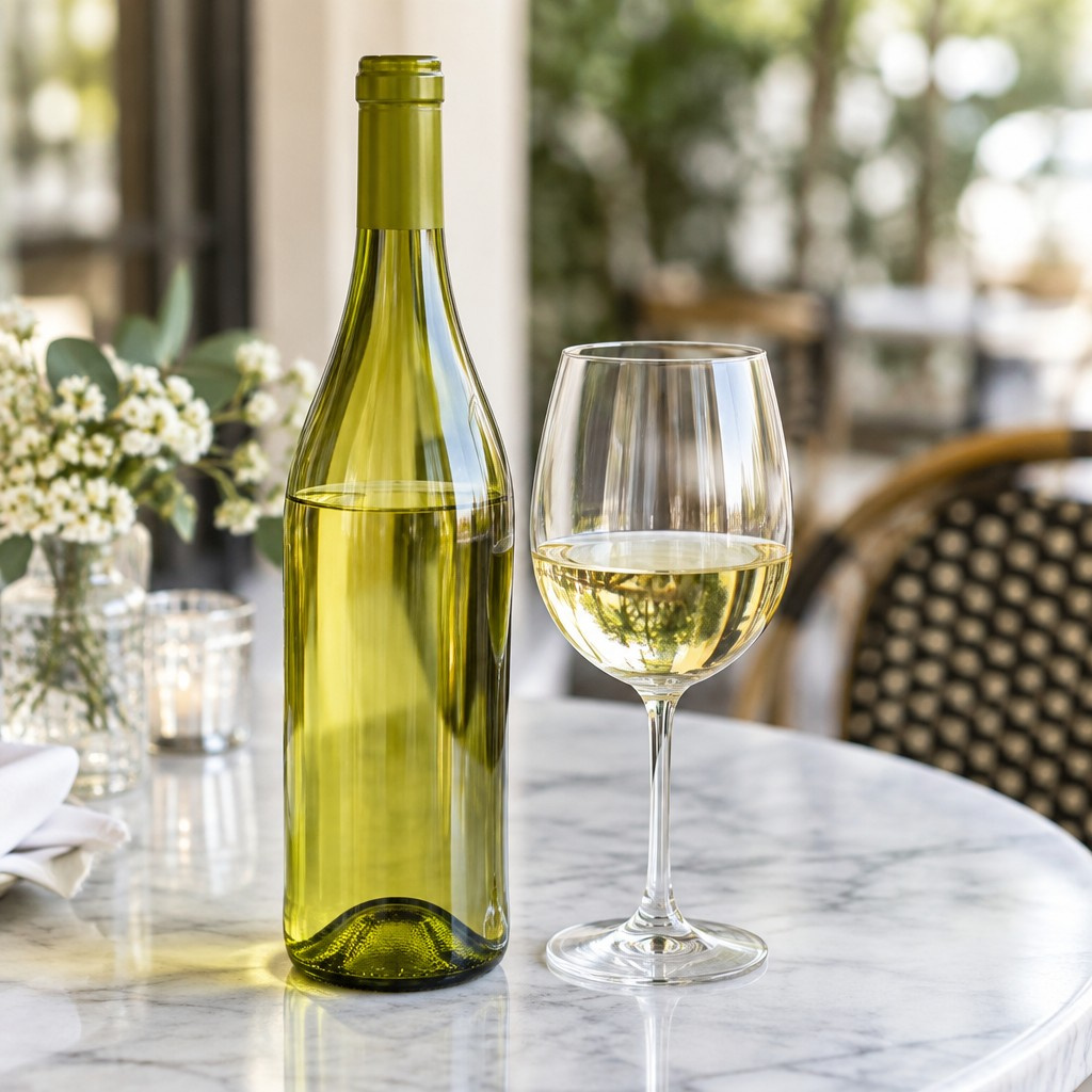 Botella de vino blanco